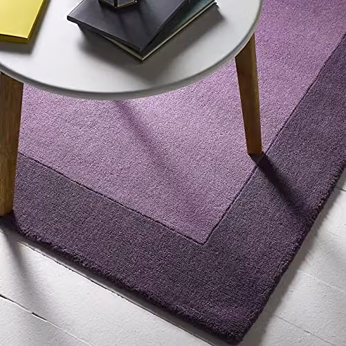 e-Rugs Contemporary Borders Hand Loom Woven Wool Rug in Pink and Purple, W: 200 cm, D: 290 cm – 4