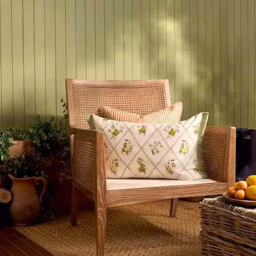 Voyage Maison Pear Trellis Printed Outdoor Cushion, Green and Multicolour, W/D/H: 60 x 40 x 40 cm – 4