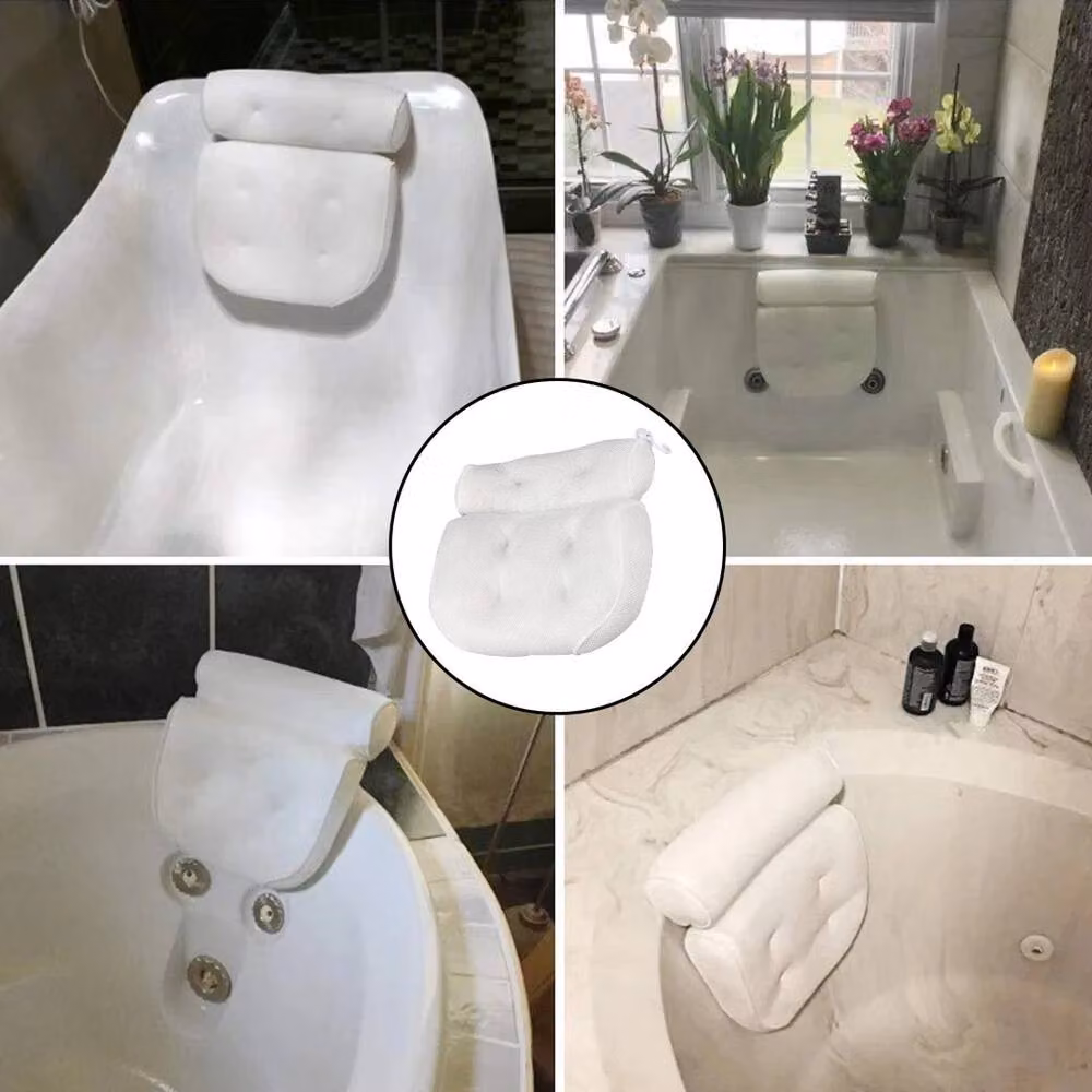 VOGREX Non-Slip Bathtub Spa Pillow Headrest in White – 2