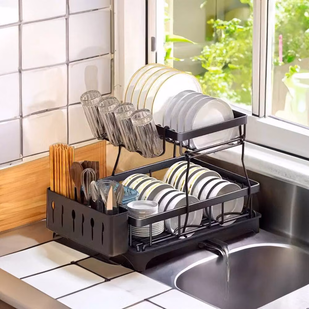 Kelvenix Black Two-layer Metal Dish Rack Storage Rack, W/D/H: 49 x 34 x 30 cm – 3
