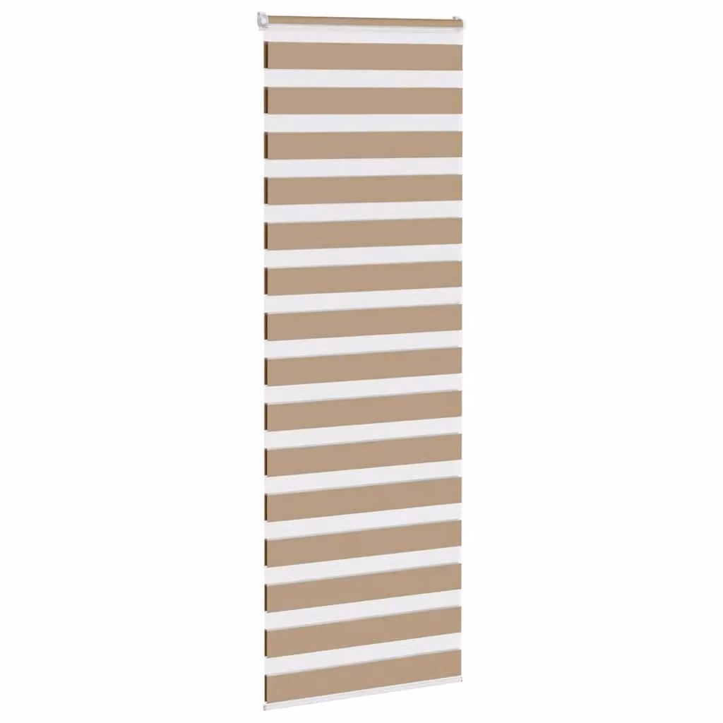 Berkfield Home Zebra Blind in Sand Brown, Polyester, W: 90 cm, H: 230 cm – 2