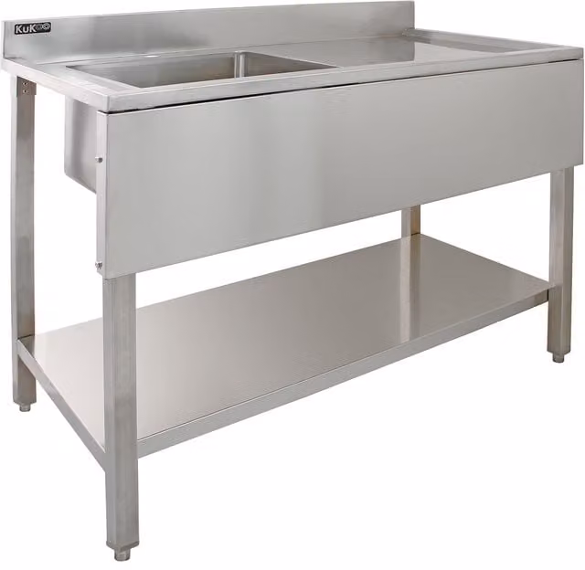 KuKoo Science Laboratory Sink Stainless Steel Single Bowl with Right Hand Drainer, Silver