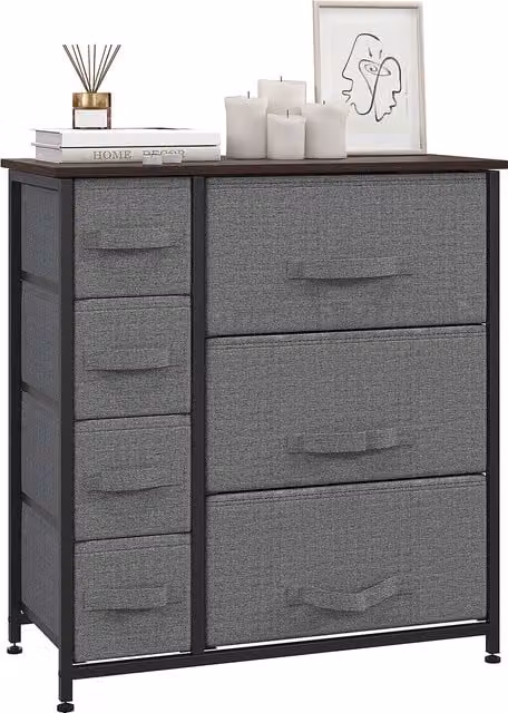 HOMCOM Modern Dark Grey Chest of Drawers with Large Storage Space and Adjustable Feet – 1