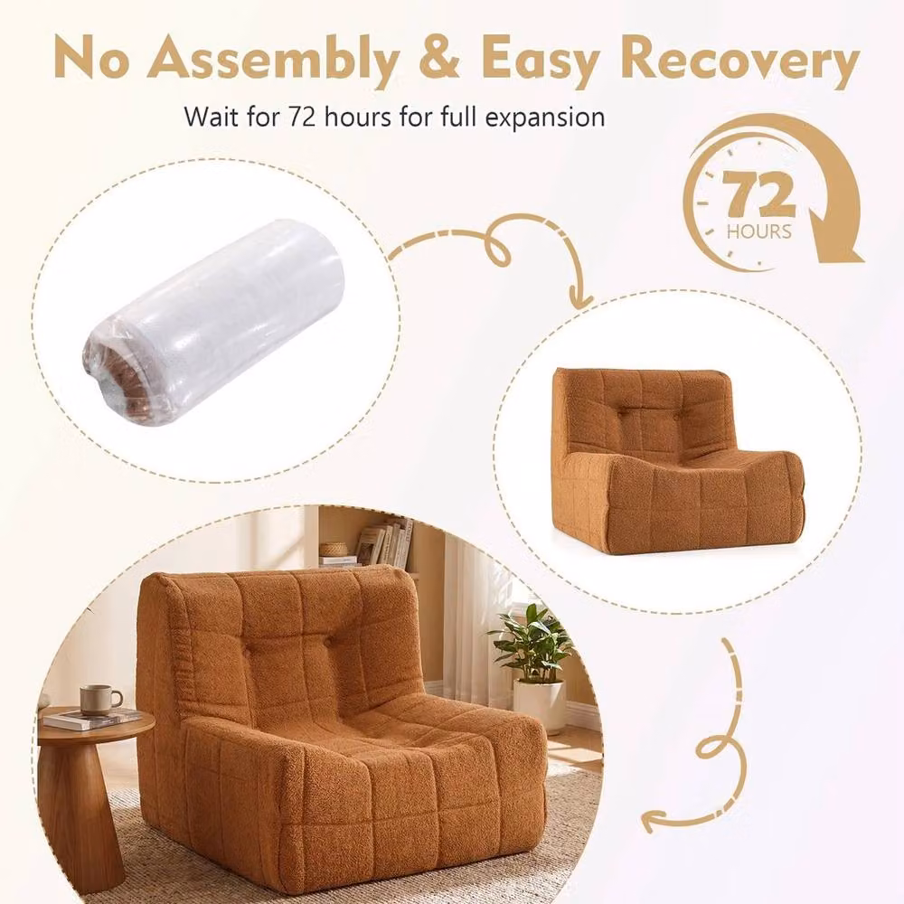 Kelvenix Brown Bouclé Fabric Armless Upholstered Lazy Floor Sofa for your Living Room – 5
