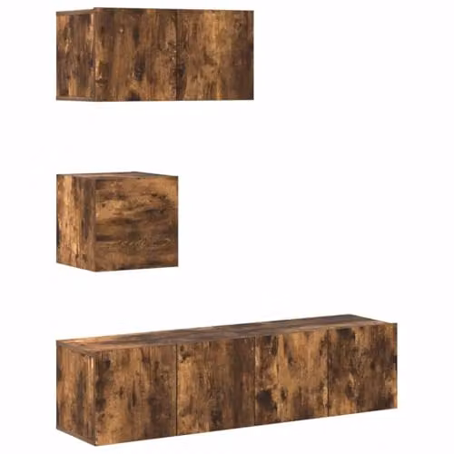 vidaXL 4-Piece Living Room Entertainment Centre Set in Brown Smoked Oak Finish