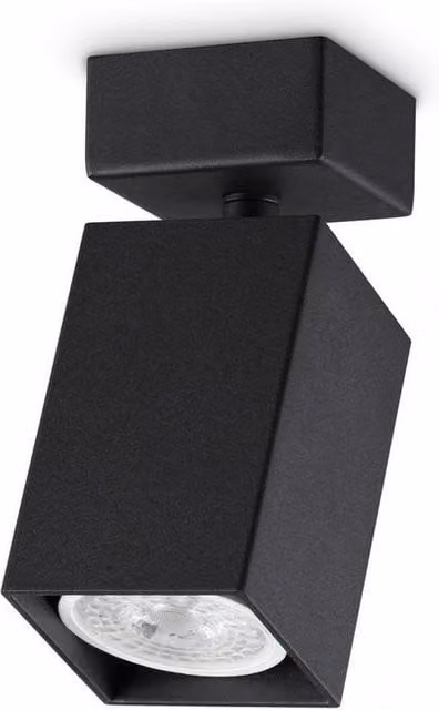 Netlighting Dynamite Square Single Ceiling Spotlight in Black with 1x GU10 Socket
