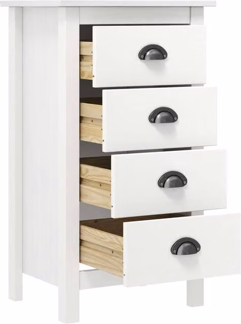 Berkfield Home Hill Sideboard in White Solid Pine Wood, W/D/H: 46 x 35 x 80 cm