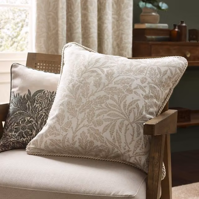 Morris & Co. Acorn Tonal Jacquard Filled Cushion, Ivory/Beige, W x D: 50 x 50 cm