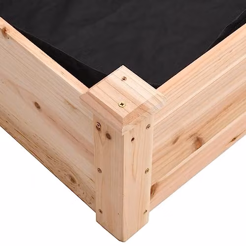 vidaXL Wooden Raised Garden Bed with Liner in Natural Brown, W: 240 cm, D: 120 cm, H: 25 cm – 4
