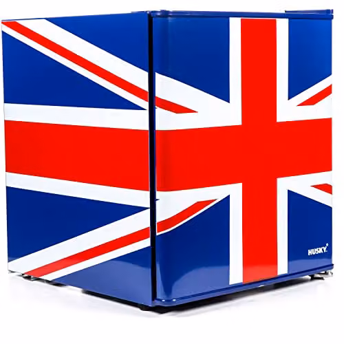 Husky 43L Union Flag Mini Fridge in Black and Multicolour – 2