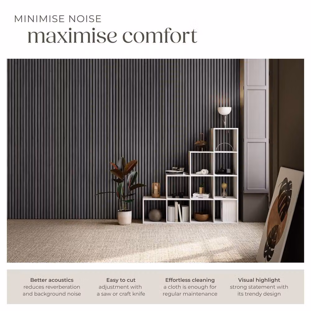 tectake Sound-absorbing Acoustic Panels in Black Oak Wood Look with MDF and Textile – 3
