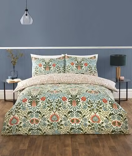Rapport Home Heritage Floral Microfibre Reversible King Bedding Set in Multicolour, including Duvet Cover (180 x 200 cm) and Pillowcases (50 x 75 cm) – 1