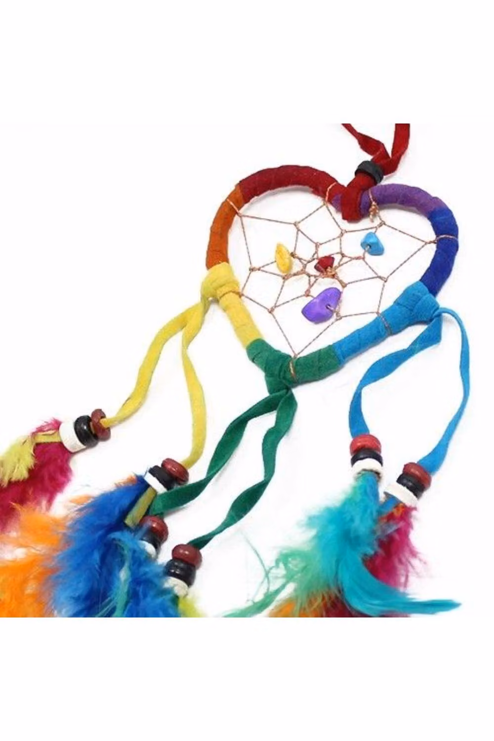 KDMD Bali Rainbow Heart Dream Catcher Multicolour Handcrafted Ethnic Hanging Decor – 2