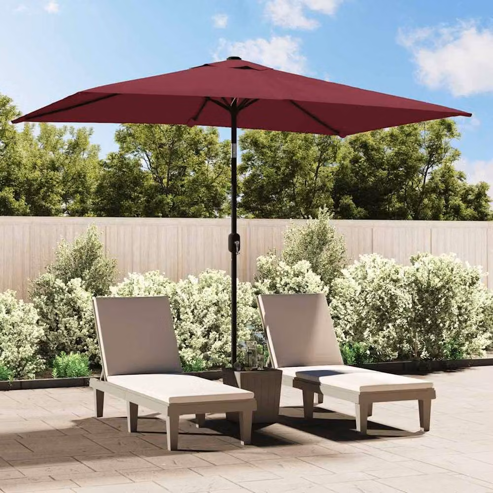 Berkfield Home Outdoor Parasol with Metal Pole, Bordeaux Red, W: 300 cm, D: 200 cm – 2