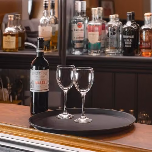 Argon Tableware Black Round Non-Slip Rubberised Serving Tray, Diameter: 40 cm – 4