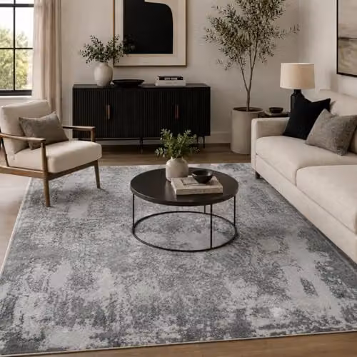 Desire Rugs Serenity Modern Abstract Grey Area Rug, W: 80 cm, L: 150 cm – 1