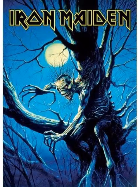 Iron Maiden Fear Of The Dark Postcard in Blue and Black