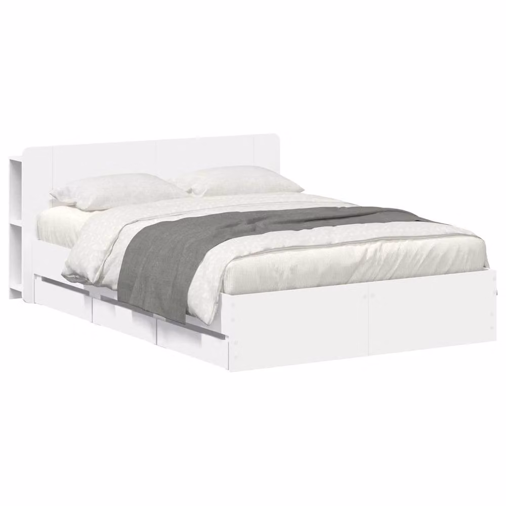 Berkfield Home Modern Bed Frame with Storage Drawers in White, Engineered Wood, 150 x 200 cm – 2