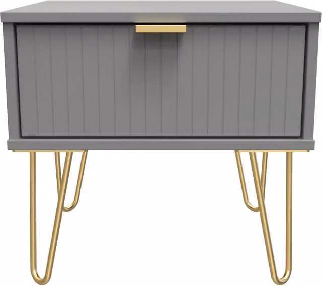 2 U Bexley Ready Assembled 1 Drawer Bedside Table in Dark Grey and Gold – 1