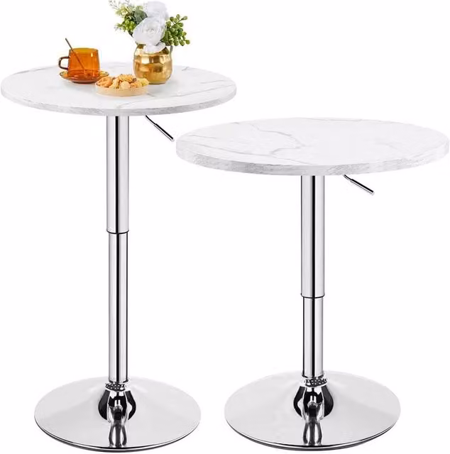 EONLION Modern Round Swivel Bar Table with White Marble Top – 1