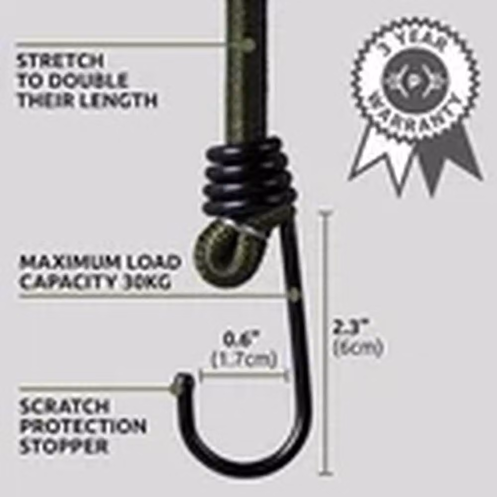 EONLION 10 Pack Heavy Duty Elastic Bungee Cords with Hooks, Green, Length: 60 cm – 3