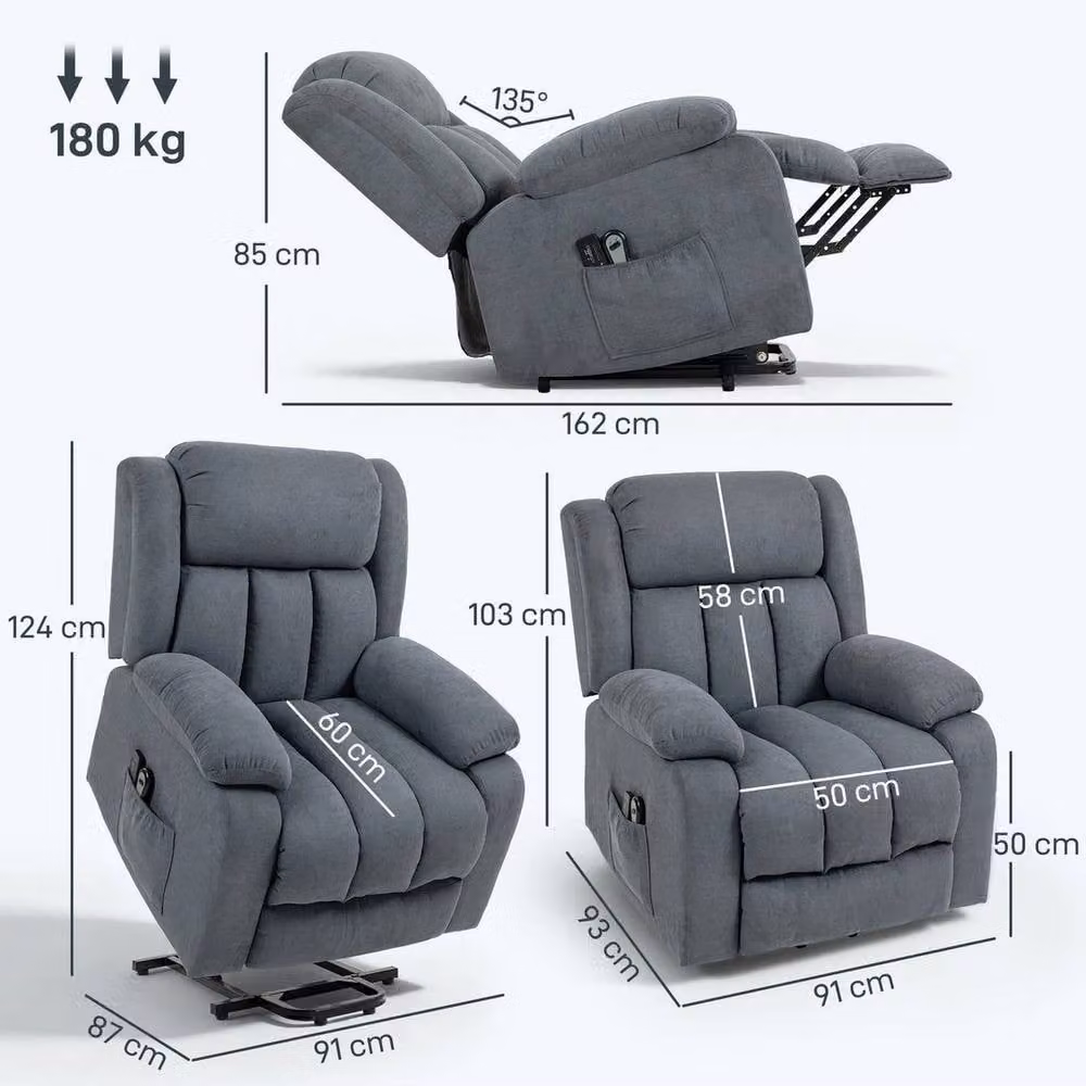FORGEVIO Power Lift Recliner with Vibration Massage in Grey – 3