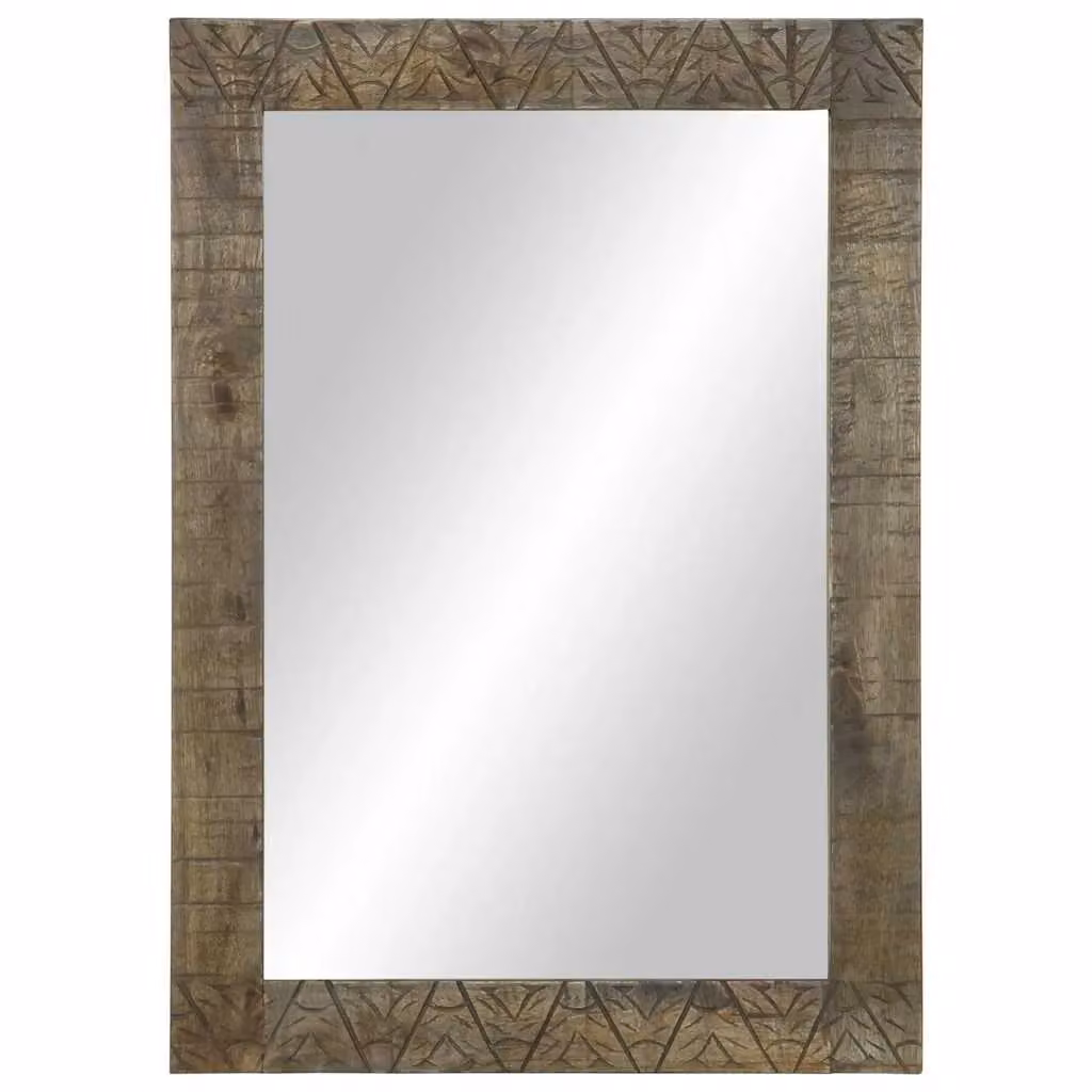 Berkfield Home Rectangular Bathroom Wall Mirror in Brown Solid Mango Wood, W: 50 cm, D: 2.5 cm, H: 70 cm – 2