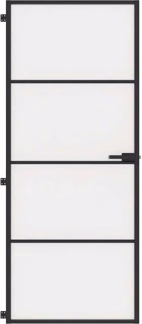Berkfield Modern Slim Interior Door in Black with Tempered Glass and Aluminium, W: 83 cm, H: 201.5 cm
