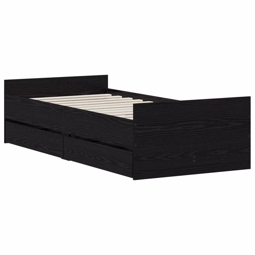 Berkfield Home Modern Bed Frame in Black Oak, W/D/H: 100 x 200 cm, Engineered Wood – 2