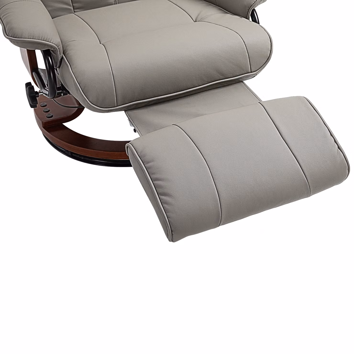 HOMCOM Grey Faux Leather Manual Recliner Armchair with 360 Degree Swivel and Solid Wood Frame – 5