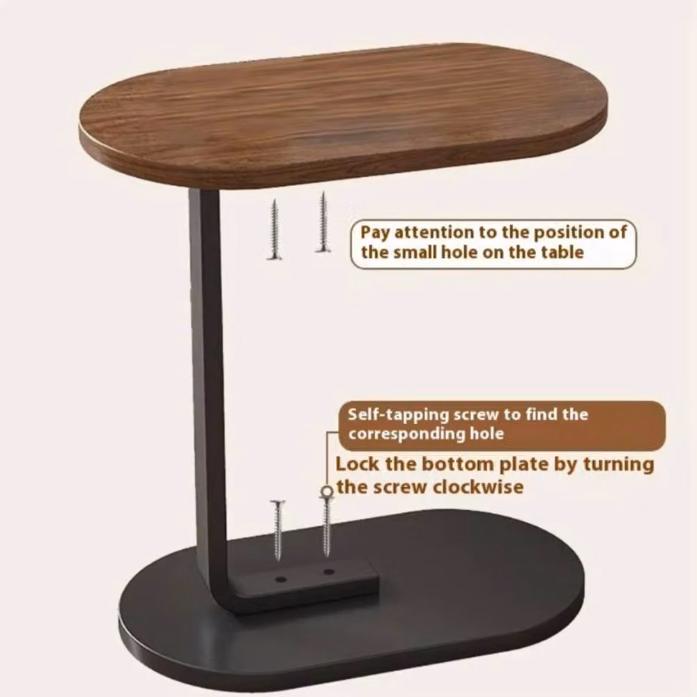 FORGEVIO C-Shaped Modern Sofa Side End Table in Brown – 4