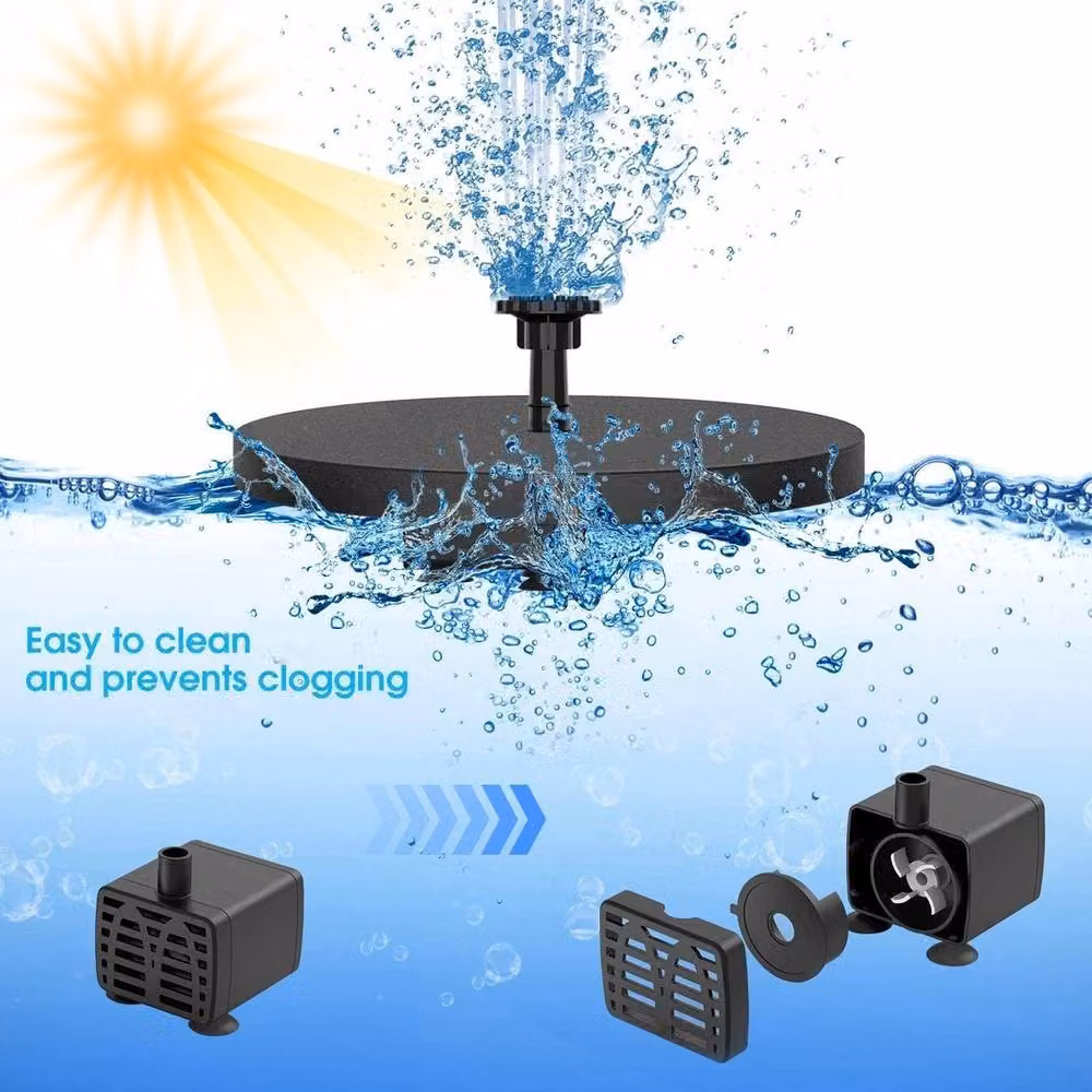 NESTLUNE Solar Powered Water Fountain Pump for Garden Pools and Ponds, Black, W: 100 cm, D: 15 cm, H: 15 cm – 2