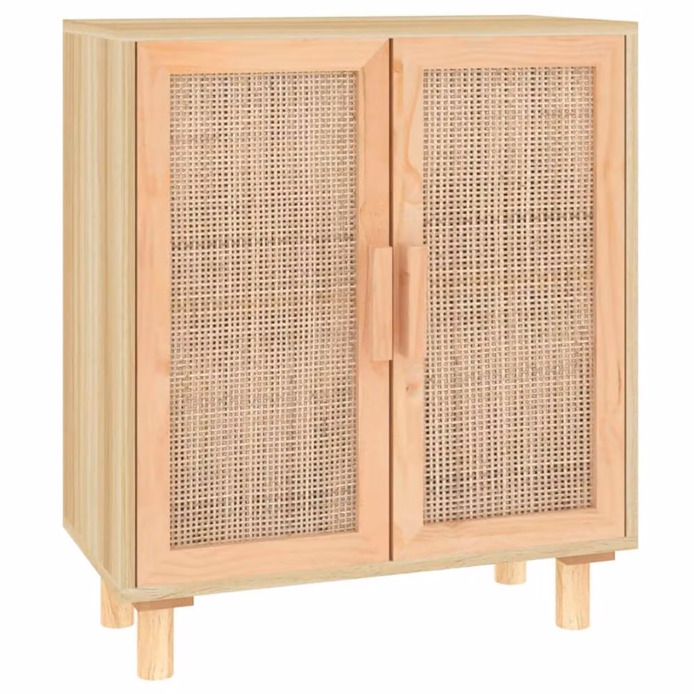 Berkfield Home Brown Sideboard in Solid Pine and Natural Rattan, W/D/H: 60 x 30 x 70 cm – 2