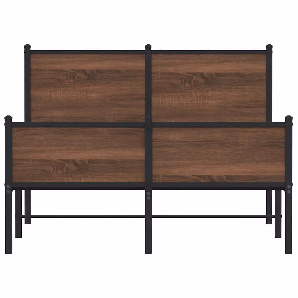 Berkfield Home Industrial Metal Bed Frame in Brown Oak, W/D/H: 120 x 200 cm – 3