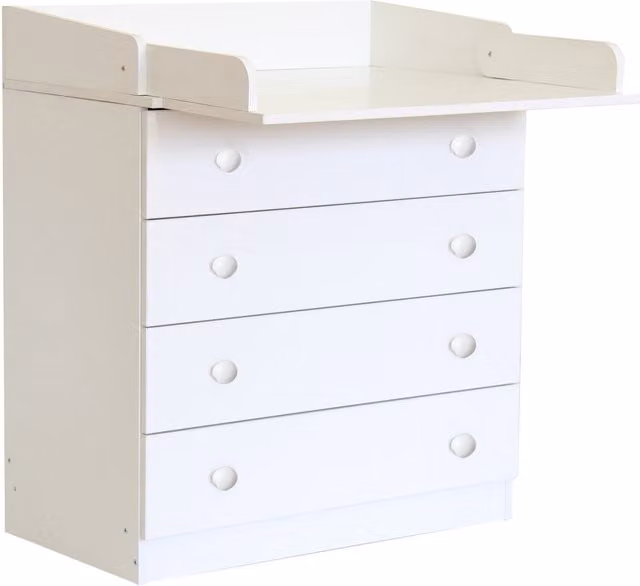 Kidsaw 4 Drawer Baby Storage Unit with Built-in Changing Board in White