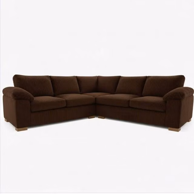 Snug Furniture Birmingham Ltd Riva Amalfi 5 Seater Large L-Shape Corner Sofa in Chocolate Brown Jumbo Cord