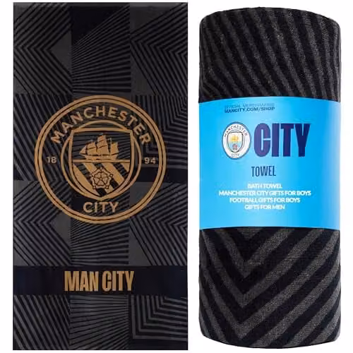 Manchester City F.C. Black Cotton Quick Dry Bath Towel, W: 137 cm, H: 69 cm