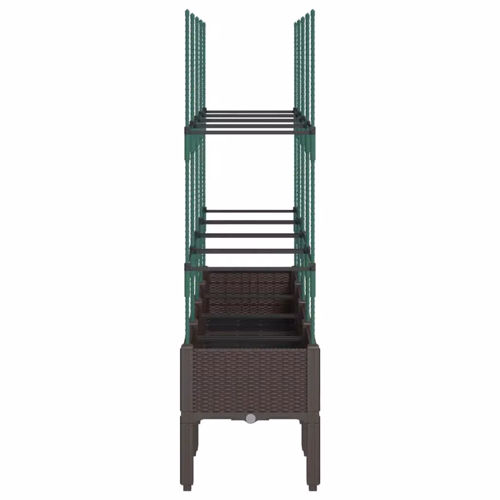 Berkfield Home Garden Planter with Trellis in Brown, W: 160 cm, D: 40 cm, H: 142.5 cm – 3