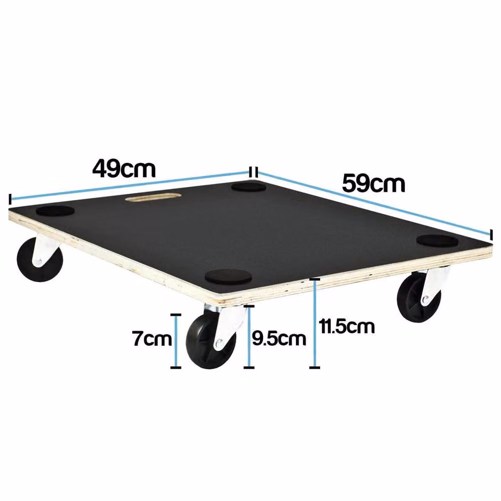 FLAVORA Large 4 Wheel Heavy Duty Wooden Transport Dolly Moving Platform in Black – 2