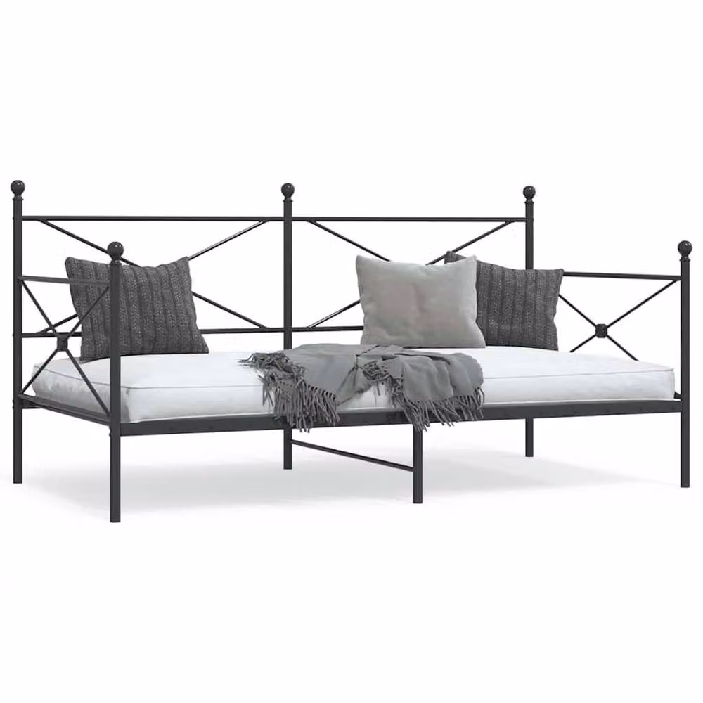 Berkfield Home Durable Metal Day Bed in Black, W/D/H: 100 x 200 cm – 2