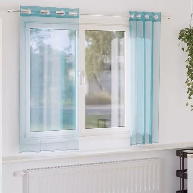 Berkfield Home Turquoise Voile Eyelet Curtains, 2 Pack