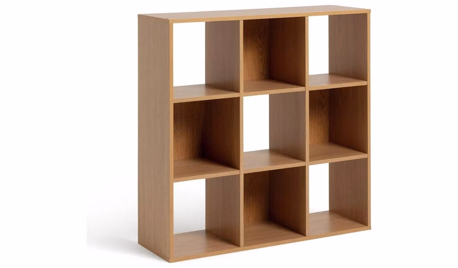 Cheap Furniture Warehouse Squares 9 Cube Storage Unit in Brown Oak Effect