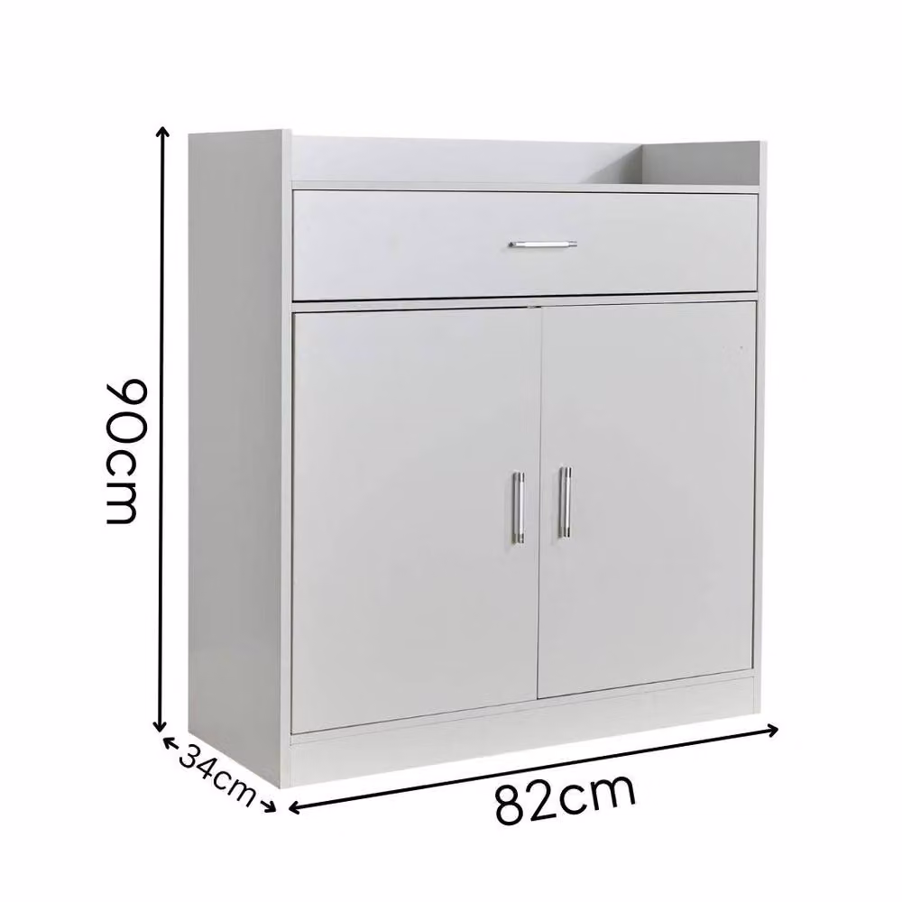 Nordara Compact 2 Door Shoe Cabinet Hallway Organiser in Brown and White, W: 120 cm, D: 45 cm, H: 45 cm – 2