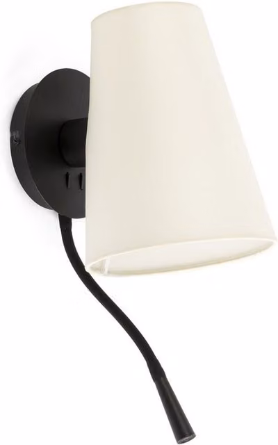 Faro Lupe White Retro Wall Reading Light with E27 Bulb Socket