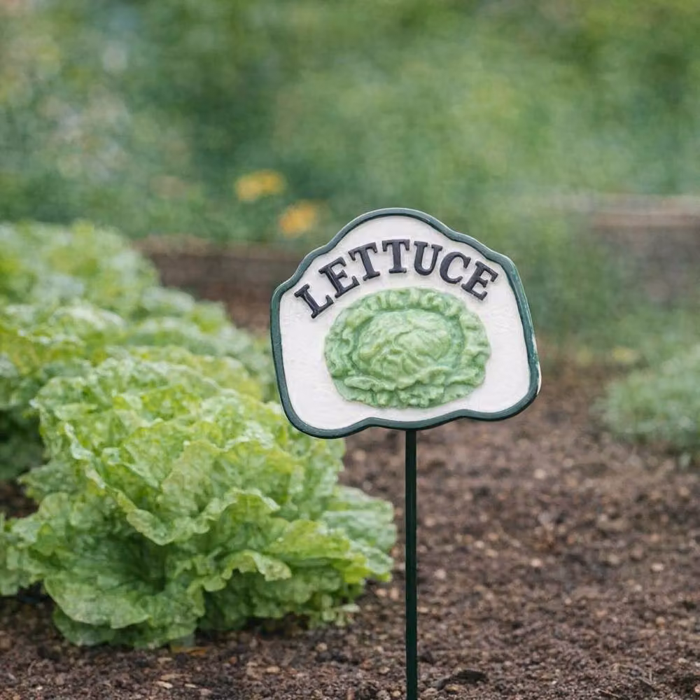 Gifts Direct 2 U Metal Lettuce Garden Plant Marker in Green and White – 3