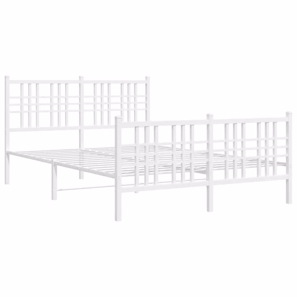 Berkfield Home Metal Bed Frame with Footboard, White, W/D/H: 140 x 200 cm – 3