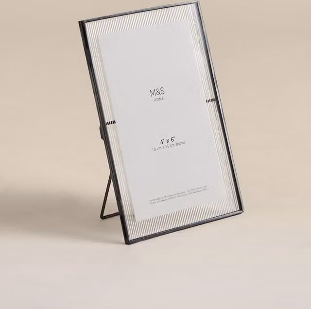 M&S Ribbed Glass Single Photo Frame, Grey, 5x7 inch