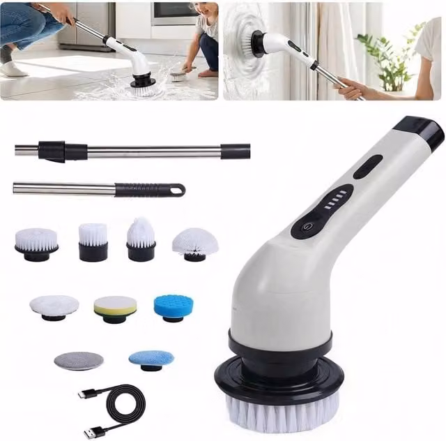 EONLION Cordless Electric Spin Scrubber Shower Cleaning Brush, White, Height: 100 cm