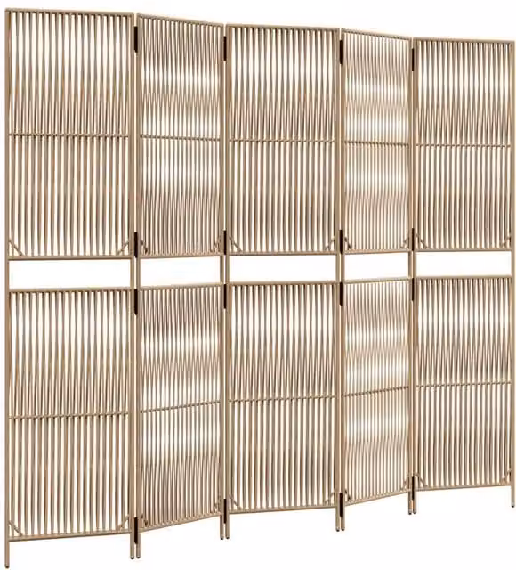 Berkfield Home 5 Panel Poly Rattan and Metal Room Divider in Beige