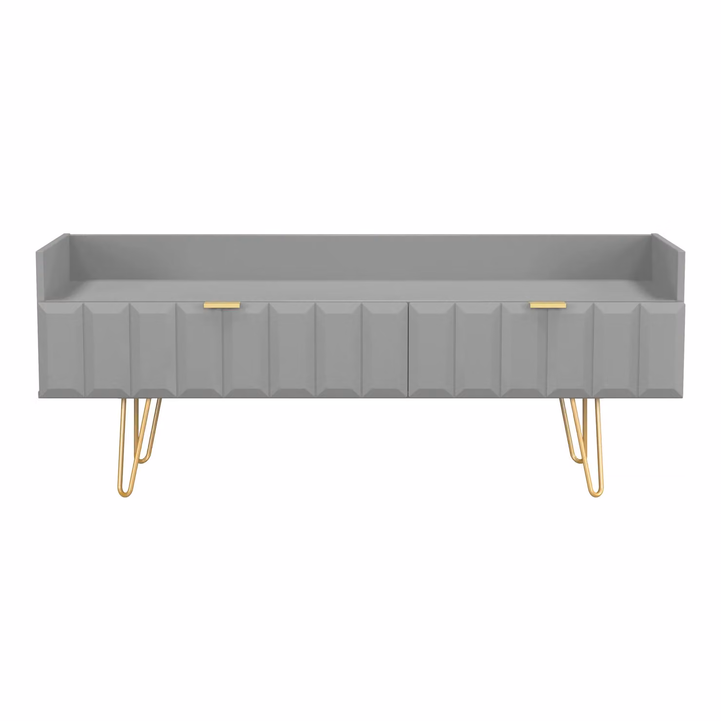 2 U Metro Ready Assembled Modern 2 Drawer Coffee TV Unit in Grey and Gold – 2